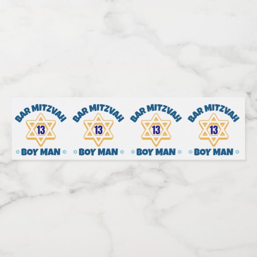Étiquette Pour Bouteilles D'eau Bar Mitzvah Star David (Étiquettes simples)