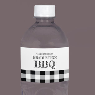 Étiquette Pour Bouteilles D'eau Barbecue de fin d'études à carreaux