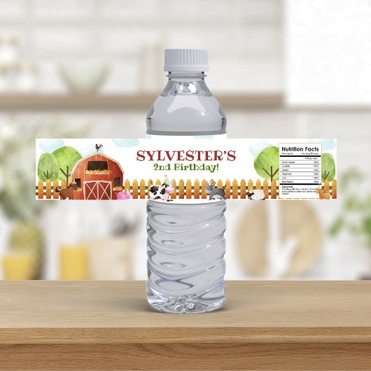 Étiquette Pour Bouteilles D'eau Barnyard Farm Animaux fête d'anniversaire