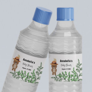 Étiquette Pour Bouteilles D'eau Bear mignonne dans le Baby shower du bois