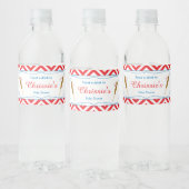 Étiquette Pour Bouteilles D'eau Bébé baseball chevron rouge et blanc (Bouteilles)