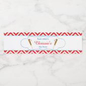 Étiquette Pour Bouteilles D'eau Bébé baseball chevron rouge et blanc (Étiquettes simples)