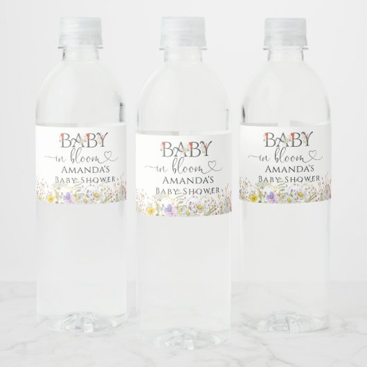 Étiquette Pour Bouteilles D'eau Bébé En Fleur Baby shower élégant (Bouteilles)
