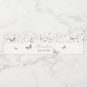 Étiquette Pour Bouteilles D'eau Bébé en fleur Baby shower papillon (Étiquettes simples)
