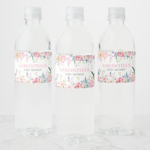 Étiquette Pour Bouteilles D'eau Bébé floral dans le Baby shower de printemps en fl