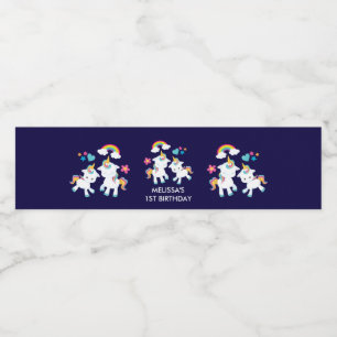 Étiquette Pour Bouteilles D'eau Belle Danse Unicornes Magique Arc-en-ciel Annivers