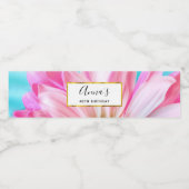 Étiquette Pour Bouteilles D'eau Belle Fleur rose Gros plan Photo (Étiquettes simples)