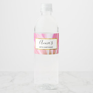 Étiquette Pour Bouteilles D'eau Belle Fleur rose Gros plan Photo