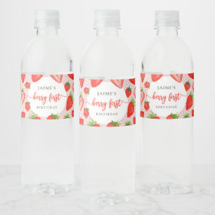 Étiquette Pour Bouteilles D'eau Berry Premier anniversaire   fraise 1er anniversai