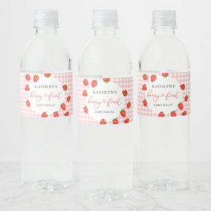 Étiquette Pour Bouteilles D'eau Berry rose fraise Premier Plaid En vichy Anniversa