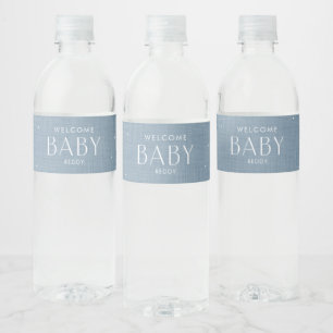 Étiquette Pour Bouteilles D'eau Bienvenue bébé chambray bleu mignon baby shower