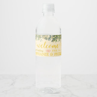Étiquette Pour Bouteilles D'eau Bienvenue Green Eucalyptus Foliage Mariage Water B