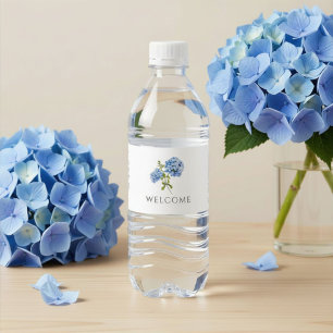 Étiquette Pour Bouteilles D'eau Bienvenue   Mariage chic aux hortensias bleus