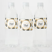 Étiquette Pour Bouteilles D'eau Black and Gold Strawberry Pattern (Bouteilles)