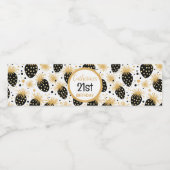 Étiquette Pour Bouteilles D'eau Black and Gold Strawberry Pattern (Étiquettes simples)