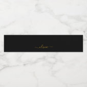 Étiquette Pour Bouteilles D'eau Black Gold Modern Script Girl Monogramme Nom (Étiquettes simples)