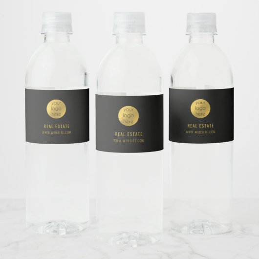 Étiquette Pour Bouteilles D'eau Black Gold Professional Real Agent Business (Bouteilles)