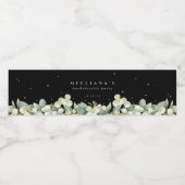Étiquette Pour Bouteilles D'eau Black Snowberry+Eucalyptus Bachelorette/Douche (Étiquettes simples)