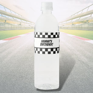 Étiquette Pour Bouteilles D'eau Black White Check Motif Racing thème Anniversaire