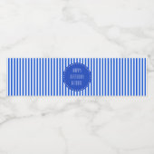 Étiquette Pour Bouteilles D'eau Bleu et blanc avec monogramme Anniversaire (Étiquettes simples)