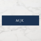 Étiquette Pour Bouteilles D'eau Bleu et blanc | mariage Monogramme moderne (Étiquettes simples)