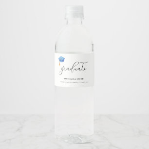 Étiquette Pour Bouteilles D'eau Bleu simple - Diplômé de la catégorie Script