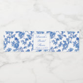 Étiquette Pour Bouteilles D'eau Blue and White Chinoiserie Bridal Shower  (Étiquettes simples)