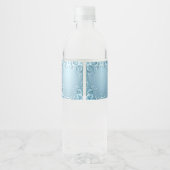 Étiquette Pour Bouteilles D'eau Blue Decorative Floral Water Bottle Label (Dos)
