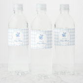 Étiquette Pour Bouteilles D'eau Blue Gingham Teddy Bear Neutral Baby Shower (Bouteilles)