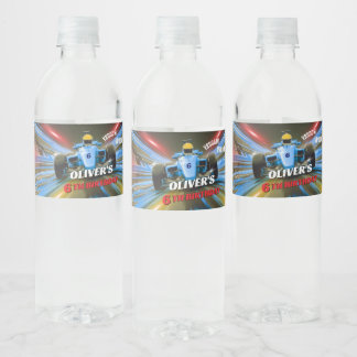 Étiquette Pour Bouteilles D'eau Blue Grand Prix Racing Car Birthday