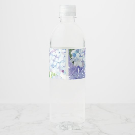 Étiquette Pour Bouteilles D'eau Blue Hydrangea Water Bottle Label (Dos)