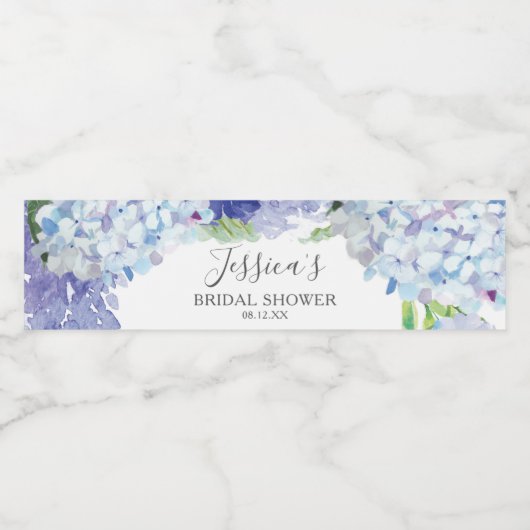 Étiquette Pour Bouteilles D'eau Blue Hydrangea Water Bottle Label (Étiquettes simples)