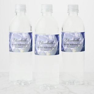Étiquette Pour Bouteilles D'eau Blue Hydrangeas 80e anniversaire