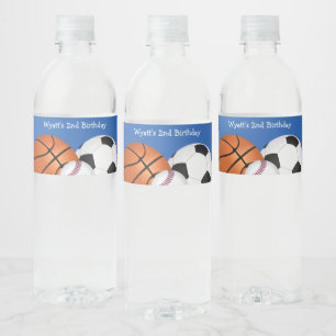 Étiquette Pour Bouteilles D'eau Blue Sports Balls Anniversaire