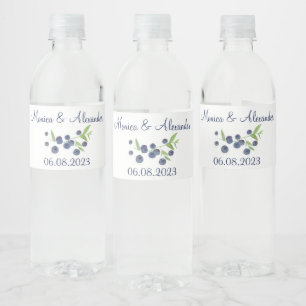 Étiquette Pour Bouteilles D'eau Blueberries Fruits bleuets Mariage d'été
