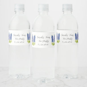 Étiquette Pour Bouteilles D'eau Bluebonnets Fête des mariées Blue Floral Mariage