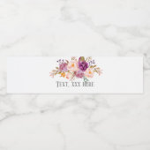 Étiquette Pour Bouteilles D'eau bohème, pivoine, violet, fleurs, boho (Étiquettes simples)