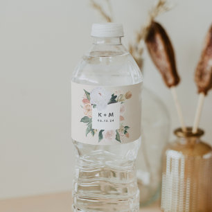 Étiquette Pour Bouteilles D'eau Boho Blooms Moderne Floral Mariage Monogramme