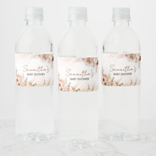 Étiquette Pour Bouteilles D'eau Boho Fall Citrouille Pampas Baby shower en herbe