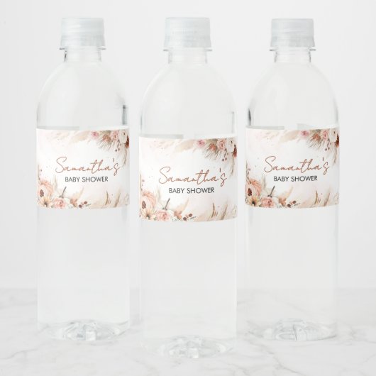 Étiquette Pour Bouteilles D'eau Boho Fall Citrouille Pampas Baby shower en herbe (Bouteilles)