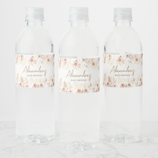 Étiquette Pour Bouteilles D'eau Boho Pampas Baby shower en herbe (Bouteilles)