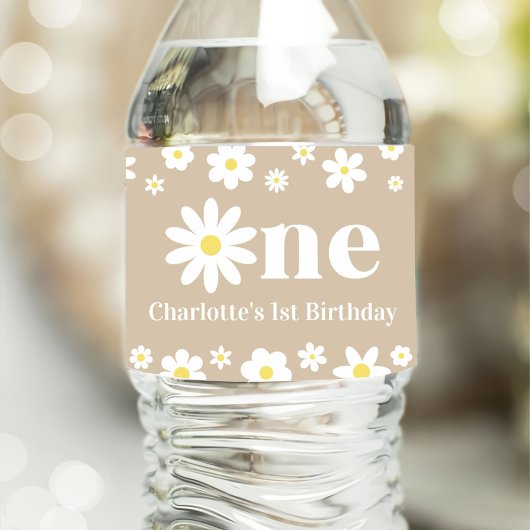 Étiquette Pour Bouteilles D'eau Boho Retro Daisy 1er anniversaire