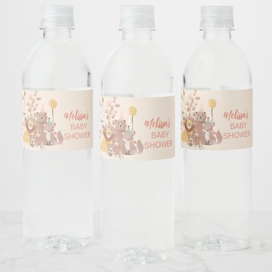 Étiquette Pour Bouteilles D'eau Boho Safari Pampas rose pâle