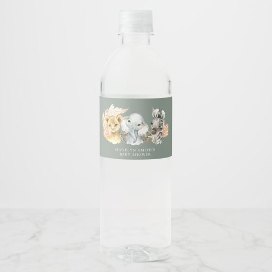 Étiquette Pour Bouteilles D'eau Boho Sage Green Safari Oh Boy Water Bottle (Devant)
