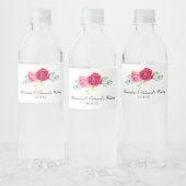 Étiquette Pour Bouteilles D'eau Botanique de rose rouge et rose (Bouteilles)