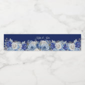 Étiquette Pour Bouteilles D'eau Bouquet de fleurs bleu aquarelle-Mariage (Étiquettes simples)