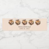 Étiquette Pour Bouteilles D'eau Bouquet de fleurs gris orange (Étiquettes simples)