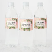 Étiquette Pour Bouteilles D'eau Bouquet Rose & Rose Blanc Anniversaire (Bouteilles)