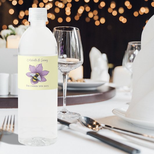 Étiquette Pour Bouteilles D'eau bourdon Lavande Fleurs Jaune