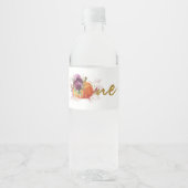 Étiquette Pour Bouteilles D'eau Bourgogne Floral Premier Anniversaire (Devant)